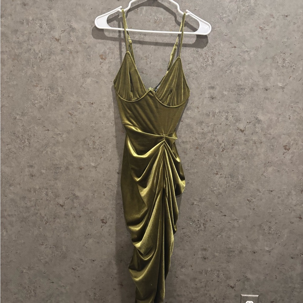 Lulu's Asymmetrical Olive Dress
